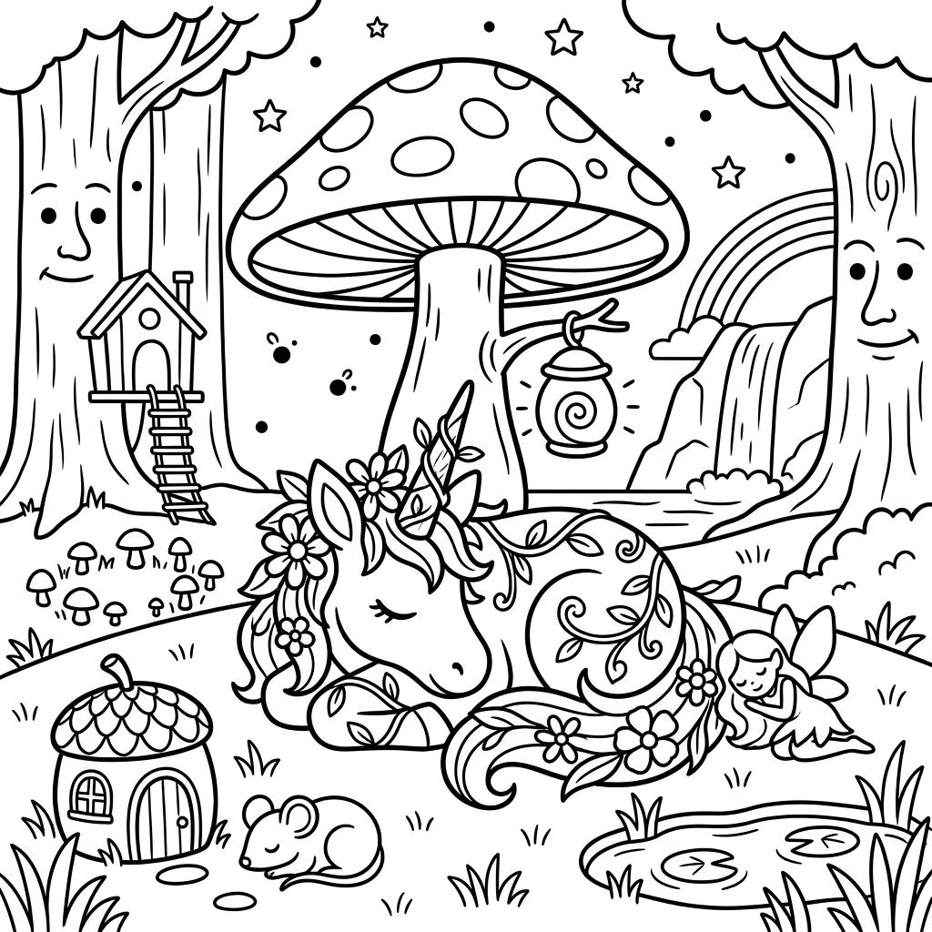 Unicorn coloring page preview